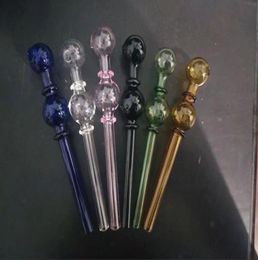 Glass Pipes Smoking Manufacture Hand-blown hookah Colored two wheel double bubble glass direct fryer