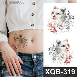 Tattoos Colored Drawing Stickers Waterproof Temporary Tattoo Sticker Rose Flower RED Jewelry Flash Tatoo Fake Water Transfer Sexy Belly Body Tatto for Woman ManL23