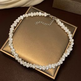 Pendant Necklaces Jewellery Trendy Irregular Imitation Pearl Necklace Temperament Simple Handmade Strand Bead Necklace For Men Jewellery Gift 231127