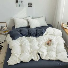 Bedding sets Korean Solid Color Duvet Cover Black Set Queen/King Size Quilt Covers High Quality Plain Dyed Bed Sheetvaiduryd