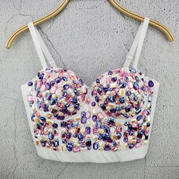 Camis 3 Colors Women Sexy Designer Beading Colorful Cotton Camisole Tops Summer 2022 High Street Short Camis Crop Tops