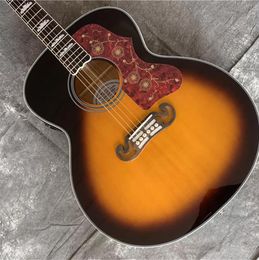 Custom Humming 200 Tobacco Sunburst Acoustic Electric Guitar Spurce Top Maple Back & Side, Single Cutaway China Fishman Presys Pickups Grover Tuners Gold Hardware