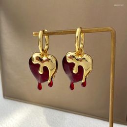 Hoop Earrings Irregular Heart Red Water Drop Dangle Earring Prom Party Jewelry Valentines Day Gifts For Women