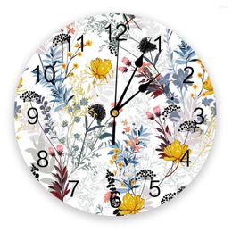 Wall Clocks Flower Plant Dandelion Leaves Clock Home Decor Bedroom Silent Oclock Watch Digital For Kids Rooms