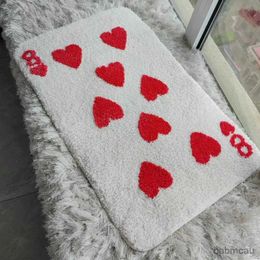 Carpets Red Love Heart Carpet Soft Card Shape Rug Living Room Decor Non-slip Bathroom Floor Mat Bedroom Doormat Bedside Pad