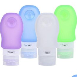 Storage Bottles & Jars Storage Bottles Jars Refillable Travel Containers Portable Soft Sile Squeezable With Suction Cup 37Ml 60Ml Drop Otuym