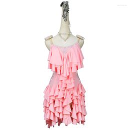 Stage Wear Latin Dance Competition Dress Women Sexy Sleeveless Practice Clothing Female Ballroom Skirt Custom Made XXL