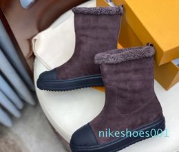 Fashion-Designer-New Luxury Shell Head Leather Snow Boots Sheep Curly Mid-Calf Wild Comfortable trend Size