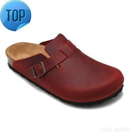 Sandals Designer Boston Summer Cork Flat Slippers Fashion Leather Slide Favourite Beach Casual Shoes Clogs for Women