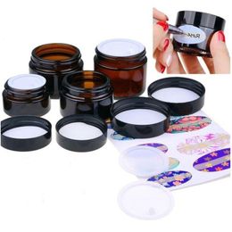 5g 10g 15g 20g 30g 50g Amber Glass Jar Cosmetic Cream Bottle Refillable Sample Container with Inner Liners and Screw Cap Hxmac