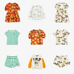 Girl Dresses Children's Suit Ins2023 Spring MR Series Boys And Girls Casual T-shirt Cotton Printed Striped Shorts Dress