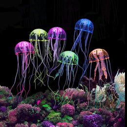 Decorations Artificial Aquarium Swim Glowing Effect Jellyfish Silicone Fish Tank Decoration Ornament Landscape Pet Supplies Home Accessories 230428