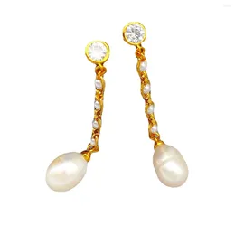 Dangle Earrings Vintage Elegant Long Tassel Baroque Freshwater Pearl Drop Women