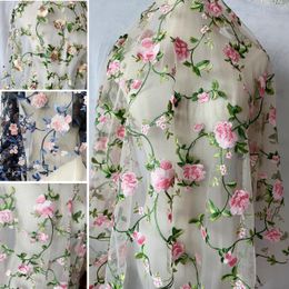 Dresses 1yard price Mesh Embroidery Colorful Flower Rattan Fabric Dress Cheongsam Women Dress Summer Lace Fabric