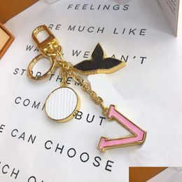 Keychains Lanyards Luxury Designer Keychain Fashion Classic Brand Key Buckle Letter Design Handmade Gold Mens Womens Bag Pendant H Dhddx