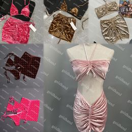 Luxury Velvet Comfortable Bikini Designer Womens Sexy 3 Piece Set Swimwear Fashion Brand Letter Textile Swimsuit