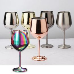 Mugs Stainless Steel Red Wine Glass Single Layer Goblet Large Capacity Drum Shaped Drop resistant 500ml Colourful 231128