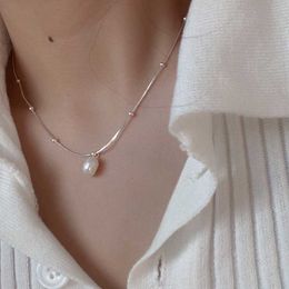 Pendant Necklaces Dome Cameras ALLNEWME Elegant Genuine Freshwater Pearl Pendant Necklaces Silver Colour Round Snake Chain Beads Strand Choker Neckla AA230428