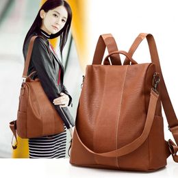 Backpack Antitheft Vintage Leather Women Shoulder Bag Ladies High Capacity Travel School Bags for Girls 231124