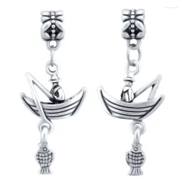 Charms Silver Color Boat Fishing Man Charm Fit Original Bracelets For Women DIY Jewelry Making SPP068