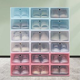 Storage Boxes Bins pess/set folding plastic shoe dust storage Artefact transparent drawer stackable box W0428