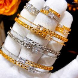 Necklace Earrings Set GODKI Trendy Punk Hiphop Miami Link Bangle Cuff Ring Sets For Women Wedding Cubic Zirconia Dubai Daily Jewelry
