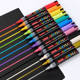 12pcsWatercolor Pens 36 Colors Art Marker Acrylic Paint Brush Pen Rock Painting Stone Ceramic Glas Wood Canvas DIY Graffiti Making Drawing Supplie P230427