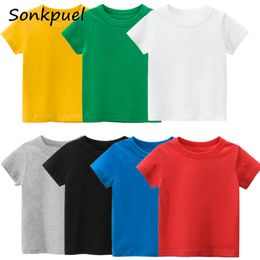 Tshirts Kids Tshirt Tops Baby Boy Cotton Short Sleeve Girls Children Basic Colour Clothes Boys Tees High Quality 230427