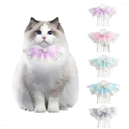 Dog Apparel Pretty Bib Exquisite Cat Lace Collar Soft Pet Bowknot Neckerchief Decorative