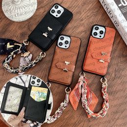 iPhone Case Designer Phone Case for iPhone 15 Pro Max Cases Apple iPhone 14 Pro Max 13 12 15 Plus Case Women Crossbody Wallet Card Holders Mobile Cover Scarf Lanyard Gift