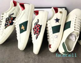 Designer marca sapatos clássicos formadores amor tênis de couro sneaker flor bordado python tigre galo ace homens mulheres novas cores tamanho
