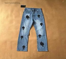 Print Designer Men Jeans skin Washed Jean Chromeheart with High Waist Lovers Chromees Loose Rework Process Chrome 187965439