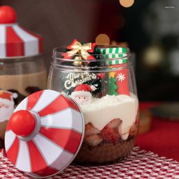 Dinnerware Sets Christmas Transparent Gift Jar Biscuit Candy Empty Box Creative Circus Cute Decorations Round Cake Dessert Package Small
