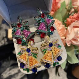 Dangle Earrings Light Luxury Zircon Bell Crystal Hanging Earring For Women Girl Trend Aristocratic Gorgeous Party Dress Jewellery Christmas