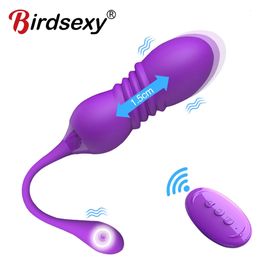 Vibrators Telescopic Vibrator for Women Vaginal Ball Remote Control Vibrating Egg Clitoral Stimulator G-Spot Massage Bullet Dildo Vibrator 231214