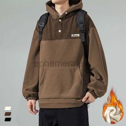 Erkek Hoodies Sweatshirts 2023 Erkekler büyük boyutlu kapüşonlu Kore tarzı uzun kollu sonbahar kapüşonlu gömlek Fleeced Sweatshirt Street Moda Külot Malezln231128