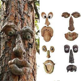 Garden Decorations Funny Old Man Tree Face Hugger Art Outdoor Amusing Sculpture Whimsical Decoration 231127
