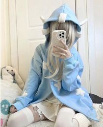 Women's Hoodies Women Fleece Kawaii Clothes Sweet Sweatshirts Long Sleeve Harajuku Sudadera Mujer Y2k Angel Wing Star Hooded Coats Oversize