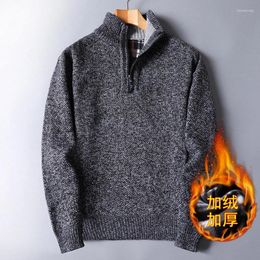 Men's Sweaters Autumn And Winter Velvet Thickening Mens Clothes Zipper Loose Knitting Coat Keep Warm Comfortable Korean Version
