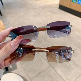 Sunglasses Gradient Punk Vintage UV400 Frameless Eyewear Driving Shades For Women & Men