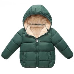 Jackets Baby Kids Jackets Boys Winter Thick Coats Warm Cashmere Outerwear For Girls Hooded Jacket Children Clothes Toddler Overcoat 1-6Y 231127