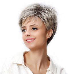 Synthetic Wigs Wig High-temperature Silk Fashionable Temperament Middle-aged and Elderly Micro Curled Short Wig Women's Hair Cover