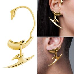 Backs Earrings C9GF Dark Devil Climber Exaggerate Earring Clip Dagger-Pendant Vintage Punk Ear Cuff For Halloween Party Accessory