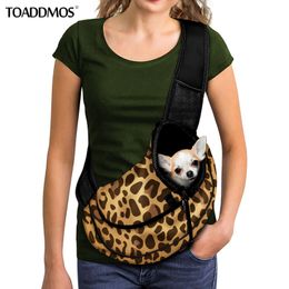 Carrier TOADDMOS Leopard Print Pet Cat Dog Carrier Messenger Bag Travel Portable Breathable Mesh Pet Dog Bag Pet Accessories Knapsack