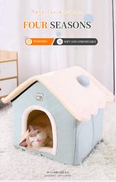 Mats Dog House Pet Cat Bed Winter Dog Villa Sleep Kennel Removable Nest Warm Enclosed Cave Sofa Pet Supply
