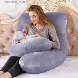 Maternity Pillows 140x80cm Soft Pregnant Pillow Gravida U Type Lumbar Pillow Multi Function Side Protect Cushion for Pregnancy Women Drop shipping Q231129