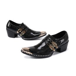 New Classic Black Monk Strap Wedding Shoes Social Large Size Pointed Toe Prom Shoes Fashion Real Leather Man Dress Shoes