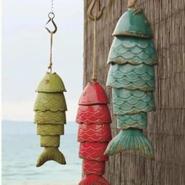 Garden Decorations Chime Colourful Koi Fish Wind Chimes Metal Artefact Outdoor Eave Hanging Ornaments Decoration Heal Tie Bell Pendant 231127