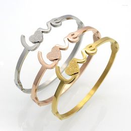 Bangle JSBAO Brand Gold Color Charm Lovers Bracelet For Women Fashion Jewelry "Love" Heart Bracelets & Bangles