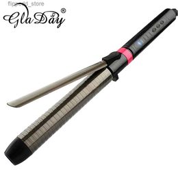 Curling Irons Professional Ceramic Hair Curler Rotating Curling Iron Wand LED Wand Curlers Hair Styling Tools 110-240V Q231128